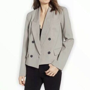 Blank NYC Grey Crop Ponte Double Breasted Blazer Women's Size XL